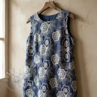 Bombažna tkanina JEANS EMBROIDERY Niva design A