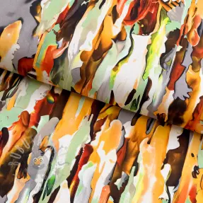 Bombažna tkanina SATIN STRETCH Abstract paint