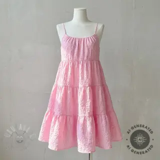 Bombažna tkanina SMOGGED EMBROIDERY light pink