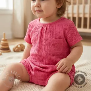Bombažna tkanina SMOGGED EMBROIDERY pink