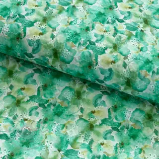 Bombažna tkanina EMBROIDERY Viola green digital print