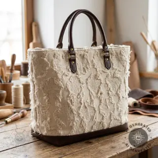 Bombažna tkanina z lanom JACQUARD RUFFLE