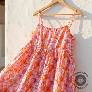Bombažna tkanina EMBROIDERY Viola peach digital print