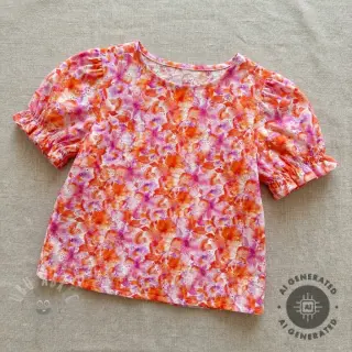 Bombažna tkanina EMBROIDERY Viola peach digital print