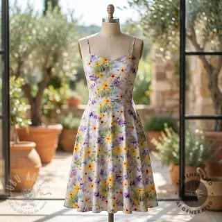 Bombažna tkanina SATIN STRETCH Corn flowers