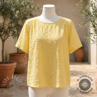 Bombažna tkanina SMOGGED EMBROIDERY yellow