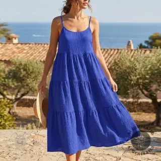 Bombažna tkanina SMOGGED EMBROIDERY cobalt