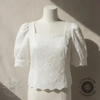 Bombažna tkanina EMBROIDERY Catchy Flowy white
