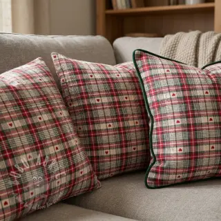 Dekorativno blago jacquard Villars ecru rouge