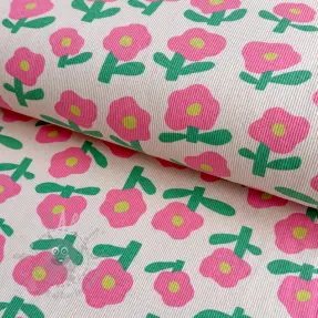 Jersey RIB JENNIFER BOURON Flowers natural pink ORGANIC