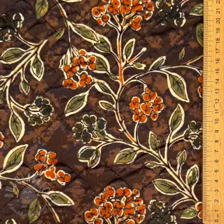 Elastičen žamet VELVET QUILT Flowers leaves dark brown