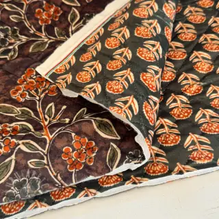 Elastičen žamet VELVET QUILT Flowers leaves dark brown