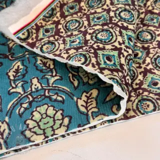 Elastičen žamet VELVET QUILT Flowers abstract petrol