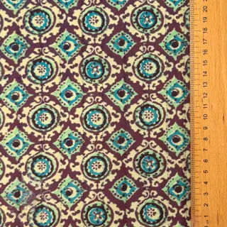 Elastičen žamet VELVET QUILT Flowers abstract petrol