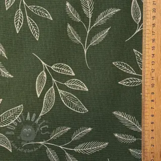 Dekorativno blago Linenlook Elegant leaf branch army