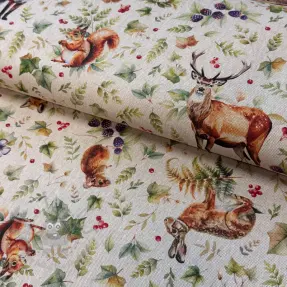 Dekorativno blago Linenlook Animal forest dream digital print