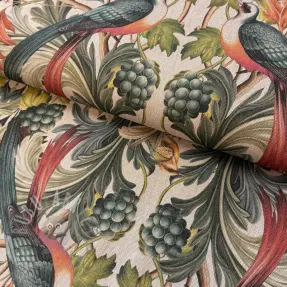Dekorativno blago Linenlook Leafy paradise bird digital print