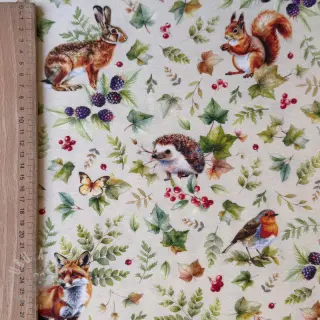 Dekorativno blago premium Animal forest dream beige digital print