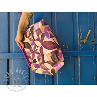 Dekorativno blago SLUB Abstract flowie aubergine digital print