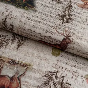 Dekorativno blago Linenlook Forest deer song digital print