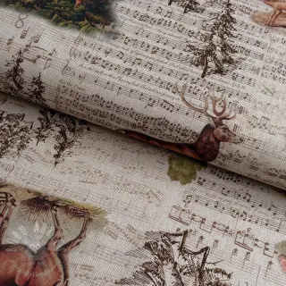 Dekorativno blago Linenlook Forest deer song digital print