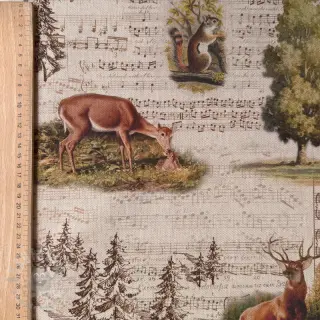 Dekorativno blago Linenlook Forest deer song digital print