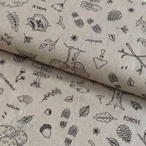 Dekorativno blago Linenlook Wander woods doodle