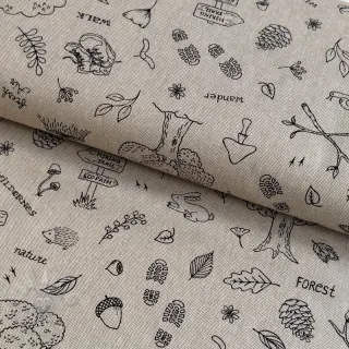 Dekorativno blago Linenlook Wander woods doodle