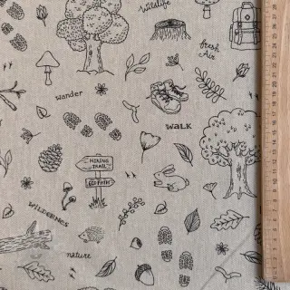 Dekorativno blago Linenlook Wander woods doodle
