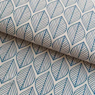 Dekorativno blago Linenlook Leaf line minimalist denim