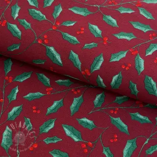 Dekorativno blago premium Holly Branch Xmas wine
