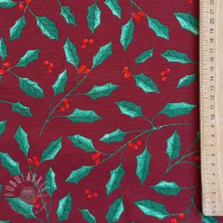 Dekorativno blago premium Holly Branch Xmas wine