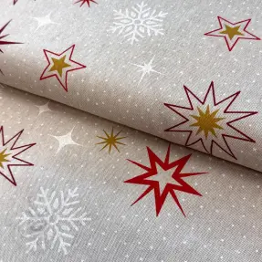 Dekorativno blago Linenlook Magic star red gold