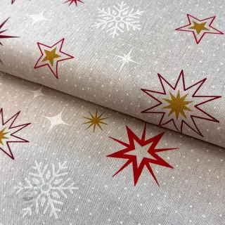Dekorativno blago Linenlook Magic star red gold