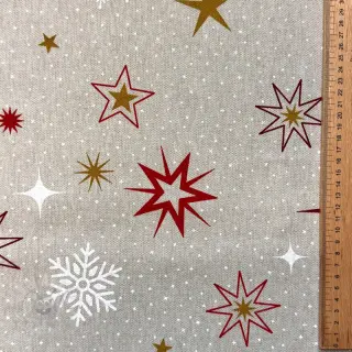 Dekorativno blago Linenlook Magic star red gold