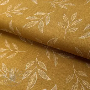 Dekorativno blago Linenlook Elegant leaf branch yellow