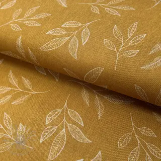 Dekorativno blago Linenlook Elegant leaf branch yellow