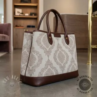 Dekorativno blago Linenlook Baroque damask charm taupe