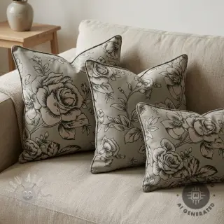 Dekorativno blago Linenlook Elegant rose bloom army