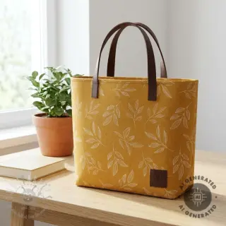 Dekorativno blago Linenlook Elegant leaf branch yellow