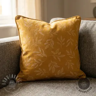 Dekorativno blago Linenlook Elegant leaf branch yellow
