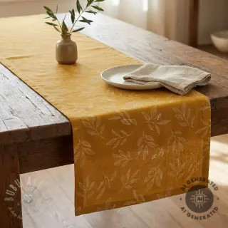 Dekorativno blago Linenlook Elegant leaf branch yellow