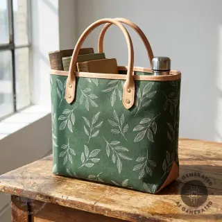 Dekorativno blago Linenlook Elegant leaf branch army