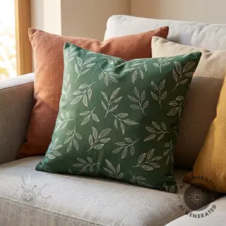 Dekorativno blago Linenlook Elegant leaf branch army