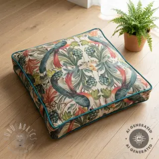 Dekorativno blago Linenlook Leafy paradise bird digital print