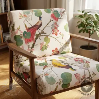 Dekorativno blago Linenlook Orchid paradise bird digital print