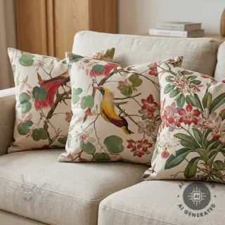 Dekorativno blago Linenlook Orchid paradise bird digital print