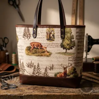 Dekorativno blago Linenlook Forest deer song digital print