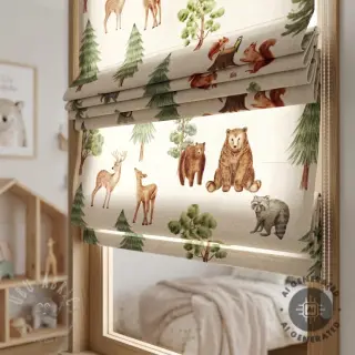 Dekorativno blago Linenlook Wildwood animal scene digital print