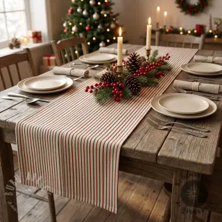 Dekorativno blago Linenlook Little Xmas stripe